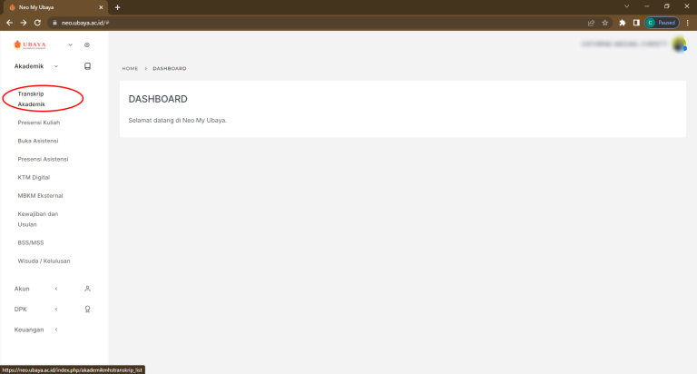 Step 3 - Melihat Transkrip Akademik-1