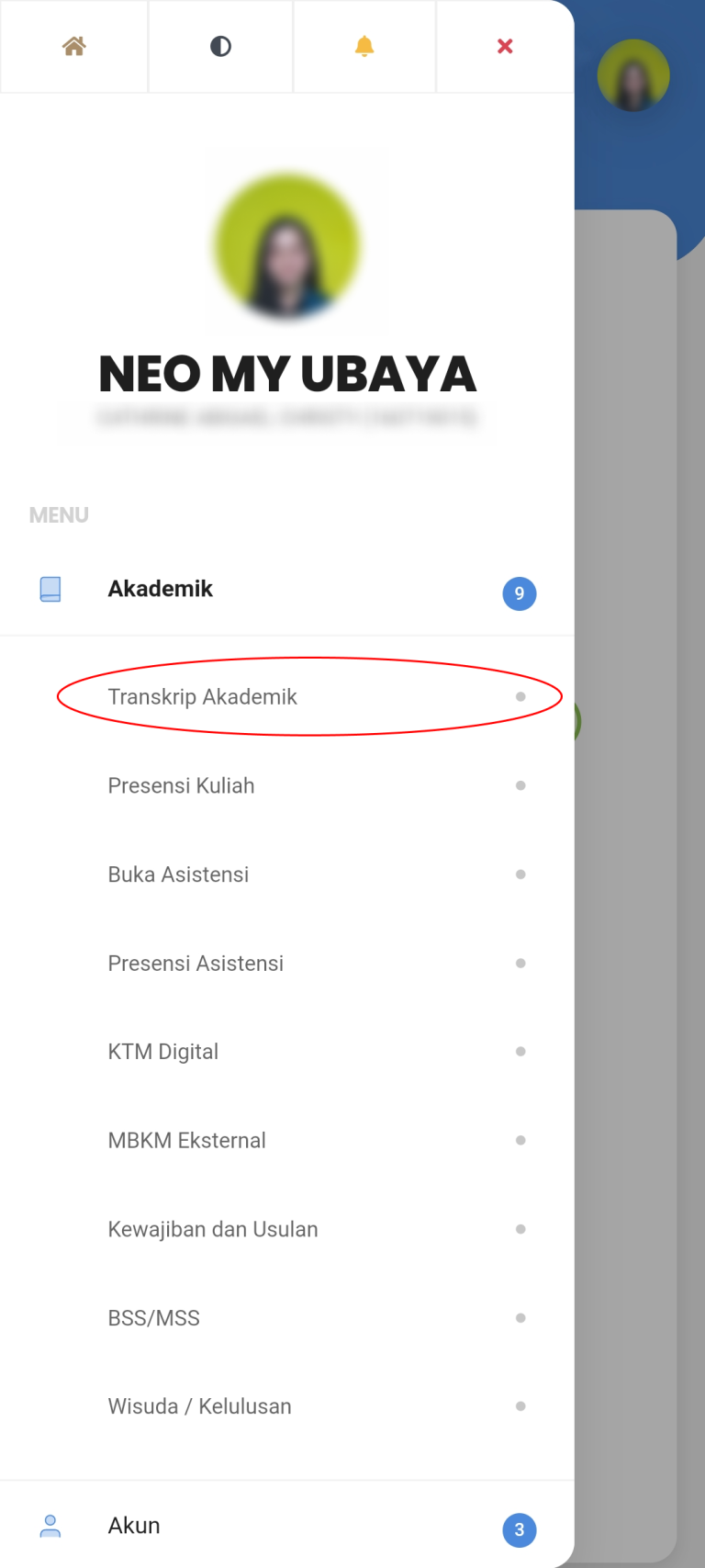 Step 3 - Melihat Transkrip Akademik (Mobile)