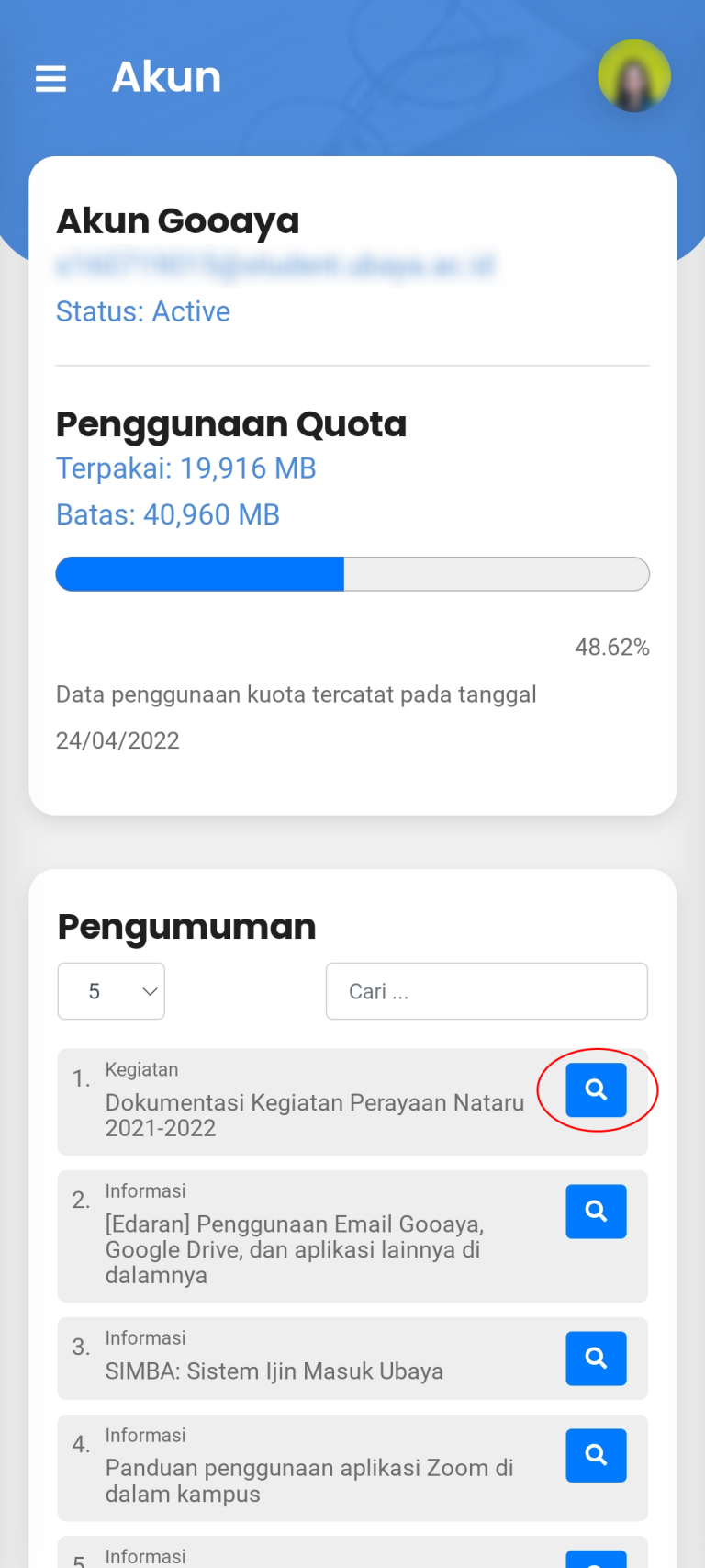 Step 4 - Melihat pengumuman (Mobile)