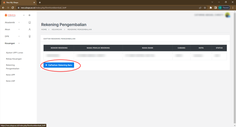 Step 4 - Menambahkan Rekening Pengembalian