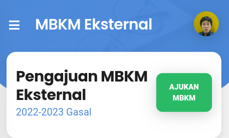 Tampilan menu MyUBAYA MBKM Eksternal - 1