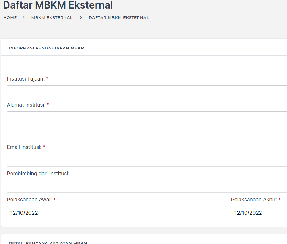 Mengisi Detail Pendaftaran MBKM Eksternal Jalur C - 1